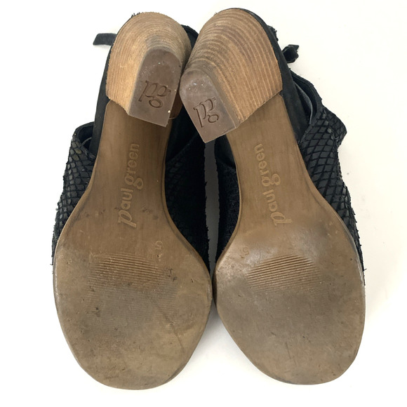 Paul Green Cayenne Peep Bootie Boot Textured Black Leather Snake 5 UK 7.5 US - Picture 8 of 9